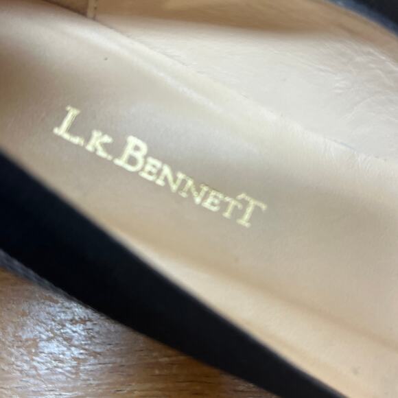 L. K. Bennett Dale Stripe Grosgrain Black & White Flats Size 37=6.5 - Picture 8 of 9